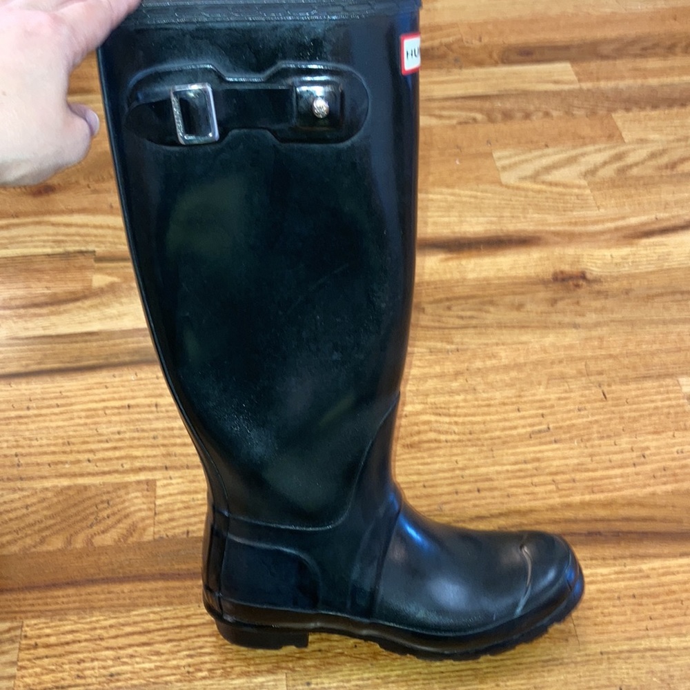 Hunter Original Black Adjustable Gloss Rain Boots - Picture 7 of 15